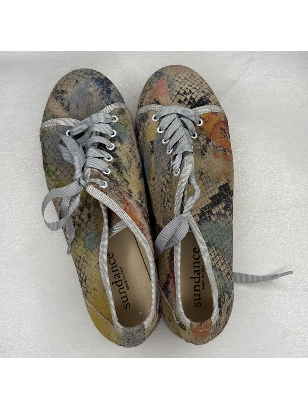 Sundance Womens 7.5 Snakeskin Print Espadrille Sneakers
